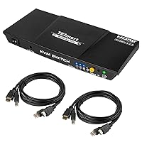 TESmart HDMI 4K@60Hz Ultra HD 2x1 HDMI KVM Switch 3840x2160@60Hz 4:4:4 with 2 Pcs 5ft KVM Cables Supports USB 2.0 Devices Control up to 2 Computers/Servers/DVR (Black)