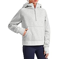 Hoodies for Teen Girls Fleece Sweatshirts Half Zipper Cropped Sweatshirts with Thumb Hole Preppy Clothes