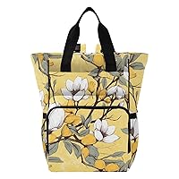 Magnolia Flower Diaper Bag Backpack for Women Men Large Capacity Baby Changing Totes with Three Pockets Multifunction Diaper Bag Tote for Shopping