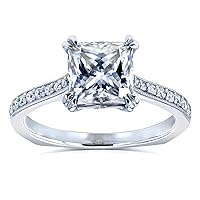Kobelli Princess Moissanite Square Shank Trellis Engagement Ring 2 1/10 CTW 14k White Gold (GH/VS, GH/I)