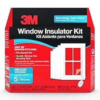 3M Indoor Window Insulation, Insulator Kit for 5 Windows 3ft x 5ft, Keeps Cold Air Out and Warm Air In, Includes Heat Shrink Window Film and Scotch Window Film Mounting Tape (2141W-6)