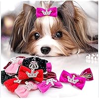 10PCS Glitter Dogs Bow Hairpin Puppy Crown Bow Clips for Dog Queen Cat Dog Hair Clip Cat Dog Hair Accessories Pet Supplies