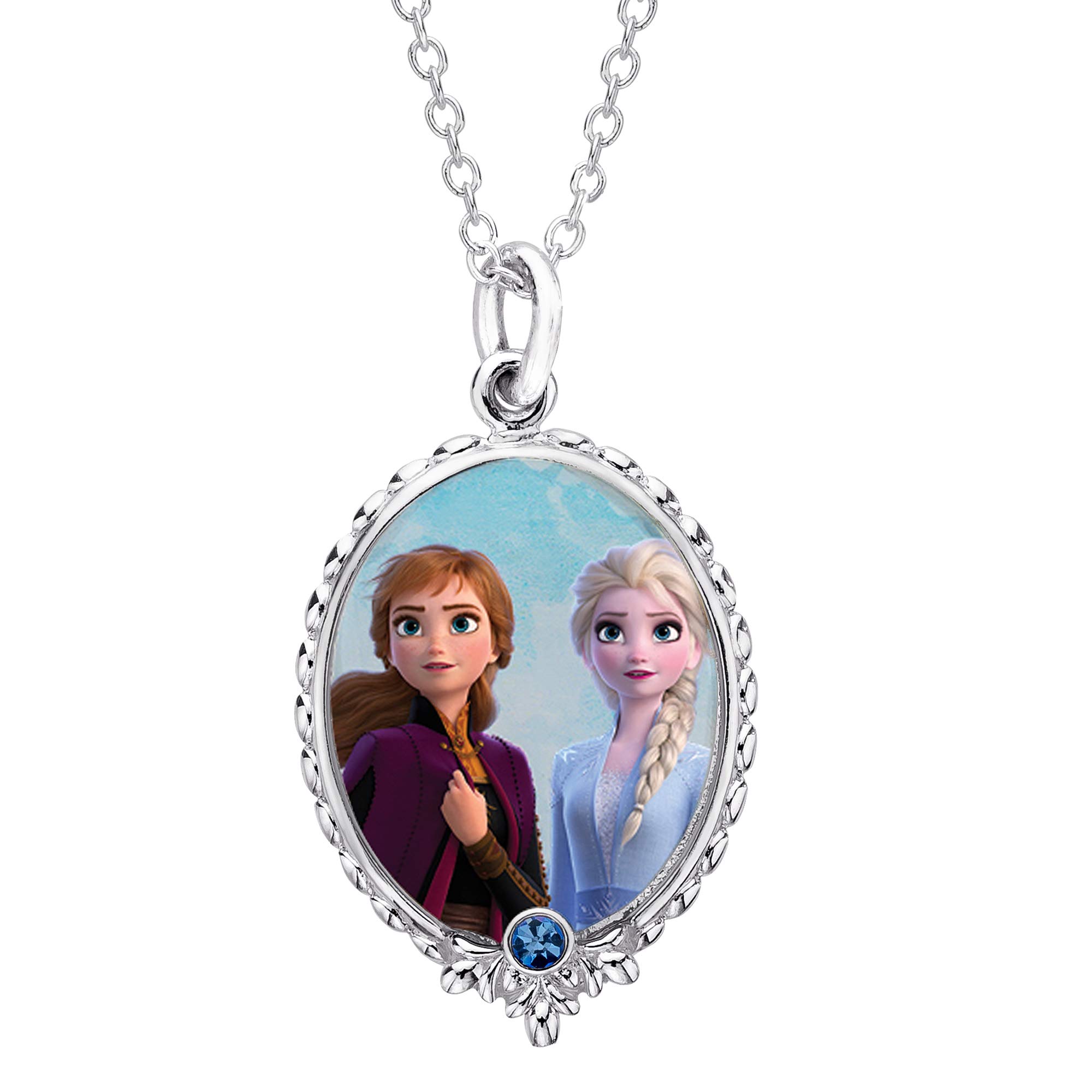 Disney Womens Frozen II Necklace - Silver Plated Frozen Necklace with Snowflake or Elsa and Anna Pendant Jewelry - Frozen Jewelry