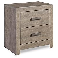 Signature Design by Ashley Culverbach Modern 2 Drawer Nightstand with 2 USB Charging Stations, Weathered Gray