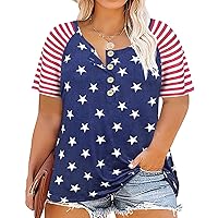 RITERA Womens Plus Size Tops 5X Short Sleeve Tops Summer Short Sleeve Shirt Raglan Colorblock Tee Casual Blouses Black-Striped #1 5XL