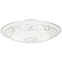 Westinghouse Lighting 6620600 Two-Light Semi-Flush-Mount Interior Ceiling Fixture, White Finish with White Scroll Design Glass, Round