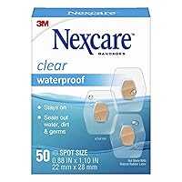 Nexcare Waterproof Clear Bandages, Covers And Protects, 360 Degree Seal Around The Pad Offers Protection Against Water, Dirt, And Germs, 0.88 x 1.1 in, 50 Count(Pack of 3)
