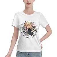 Anime Violet Evergarden T Shirt Women Summer O-Neck T-Shirts Casual Short Sleeves Tee White