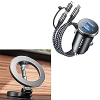 LISEN for Magsafe Car Phone Holder Mount & USB C Car Charger with C to C/C to Lightning Cable