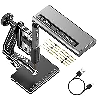 4-Speed Electric Mini Drill Pen with Hedgehog Benchtop Press, AM ARROWMAX 10 Small Drill Bits with Aluminium Box, OLED Display, LED Lights, 3/32-Inch Keyless Chuck (SDS ULTRA PLUS)