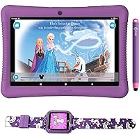 Contixo Kids Tablet, K102 10 Inch Tablet for Kids and Smart Watch Bundle, 2GB 64 GB Toddler Tablet with Bluetooth, with Smart Watch That Touch Screen, Camera, Video and Audio Recording - Purple