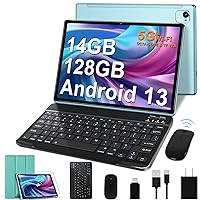 Tablet 10.1 inch Android 13 Tablet Octa-Core 2.0 GHz, 14GB RAM 128GB ROM TF 1TB, 5+8MP Camera, 8000mAh Battery, 5G WiFi, Bluetooth 5.0, HD IPS Screen Tablet with Keyboard Mouse - Green Birthday Gifts