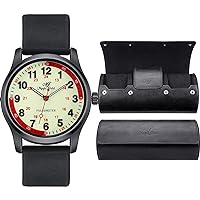 SIBOSUN Nurse Watch for Medical Students, Medical Watch for Nurses Doctors Professionals- Women Men Easy to Read Dial Watch Roll Travel Case Watch Box Luxury PU Leather 3 Slot Watch Case