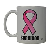 Rogue River Tactical Best Coffee Mug Pink Ribbon Cancer Survivor Novelty Cup Great Gift Idea For Breast cancer Awareness Her Women Mom Grandmother (Survivor)