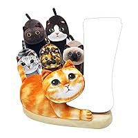 Funny Fuzzy Cat Slippers for Women,Bedroom Fluffy House Shoes,Cute Animal Slippers Indoor and Outdoor ,Kawaii Slippers,Soft Non-Slip,Cat Gifts for Cat Lovers,Christmas Cat Gifts for Girls/Mom/Men