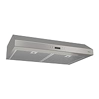 Broan-NuTone Glacier 30-inch Under-Cabinet 4-Way Convertible Range Hood with 3-Speed Exhaust Fan and Light, 450 Max Blower CFM, Stainless Steel