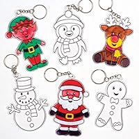 Baker Ross AT295 Christmas Suncatcher Keyrings Kits - Pack Of 6, Festive Arts And Craft, Assorted