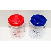 CGT BPA-Free Plastic Airtight Dog Cat Pet Treat & Food Storage Containers Canisters Jars Red Royal Blue My Favorite People Have Paws A House Is Not A Home Without Paw Prints (Set of 2)