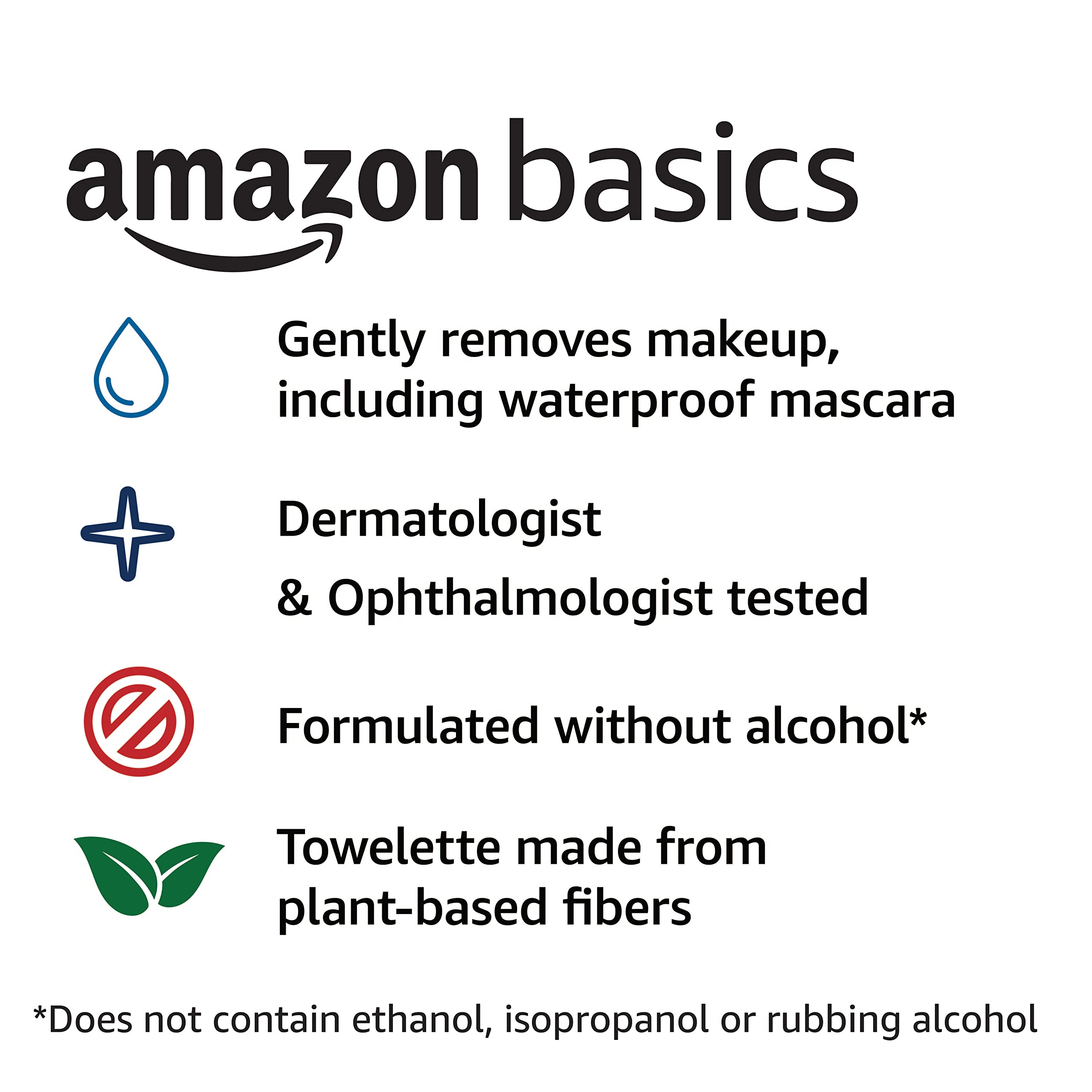 Amazon Basics Make Up Remover Wipes, Original, 50 Count (2 Packs of 25) (Previously Solimo)