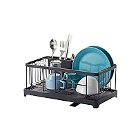 home 2876 Alloy Steel Wire Dish Drainer Rack, One Size, Black