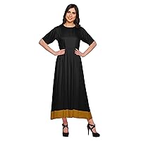 Solid Casual Cotton Dress for Women A-Line Long Maxi Kurti Women Tunic