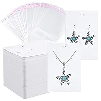 Earring Cards Necklace Display Cards with Bags,150 Pcs Earring Display Cards, 150 Pcs Self-Seal Bags, Kraft Paper Tags for DIY Ear Studs(White)