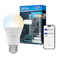 Enbrighten Vibe Smart Light Bulb, A19, Dimmable, 2700K-6500K Adjustable White, Works with Alex and Google Home, Wi-Fi Light Bulb, 51336