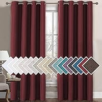 H.VERSAILTEX Linen Blackout Curtain 84 Inches Long for Bedroom/Living Room Thermal Insulated Grommet Linen Look Curtain Drapes Primitive Textured Burlap Effect Window Drapes 1 Panel - Burgundy