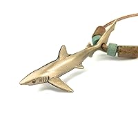 Shark Necklace for Men and Women- Boho Bronze Blue Shark Pendant, Gifts for Shark Lovers, Realistic Blue Shark Charm Necklace, Sea Life Jewelry, Scuba Gift, Joe Romeiro Necklace