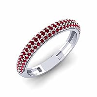 Ruby Round 2.00mm Promise Band Ring | Sterling Silver 925 With Rhodium Plated | Beautiful Promise Band For Gift For Someone.