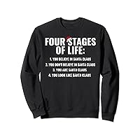 Christmas Funny Four Stages of life Santa Claus Humor Meme Sweatshirt