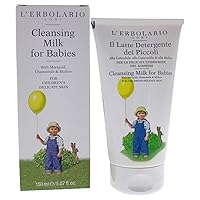 L'Erbolario Cleansing Milk For Babies - Creamy And Extremely Delicate - With Marigold, Chamomile And Mallow - Enriched With Softening And Emollient Agents - Reinforces Natural Hydration - 5.07 Oz