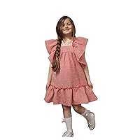Flutter Sleeve Girls Summer Dresses - Holiday Dress for Size 5-12 Girls - Little Girls Dresses