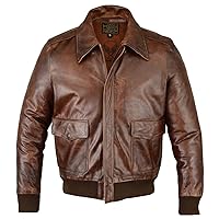 Men's Air Force A-2 Leather Flight Bomber Jacket (Regular and Big & Tall)