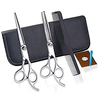 7 pcs Professional Hair Cutting Scissors Sets Hairdressing Scissors Multifunction Salon Thinning Scissors Straight Shears Tools Gifts with Comb Cape