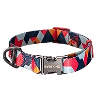 Dog Collar Soft Comfortable Poleyster with Safety Locking Buckle Adjustable for Small Medium Large Dogs and Cats Geometry Pattern for Outdoor Traning Walking Running Camping (Volcano, M)