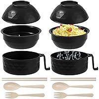 2 Pack 33oz Ramen Bowl Set,Microwave Ramen Cooker with Chopsticks Spoons and Fork,Instant Noodles Bowls with Handles,Rapid and Quick Ramen Cooker for College Dorm Room Essentials