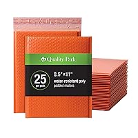 Quality Park Bubble Mailers, 8.5 x 11 Inch, Orange Poly Mailers, Padded Envelopes, Shipping Envelopes, Water Resistant, Self Seal, 25 per box (QUA85868), Letter