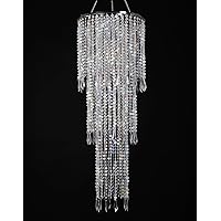 FlavorThings Sparkling Iridescent Acrylic Beaded Hanging Chandelier (W10.25