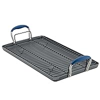 Anolon Advanced Home Hard Anodized Nonstick Double Burner/Flat Grill/Griddle Rack, 10 Inch x 18 Inch, Indigo