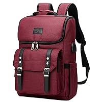 YALUNDISI Vintage Backpack Travel Laptop Backpack with usb Charging Port for Women & Men College Backpack Fits 15.6 Inch Laptop Red