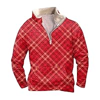Men's Christmas Sweatshirt Vintage High Neck Top Half Zip Sports Long Sleeve Sweater Ugly, M-5XL