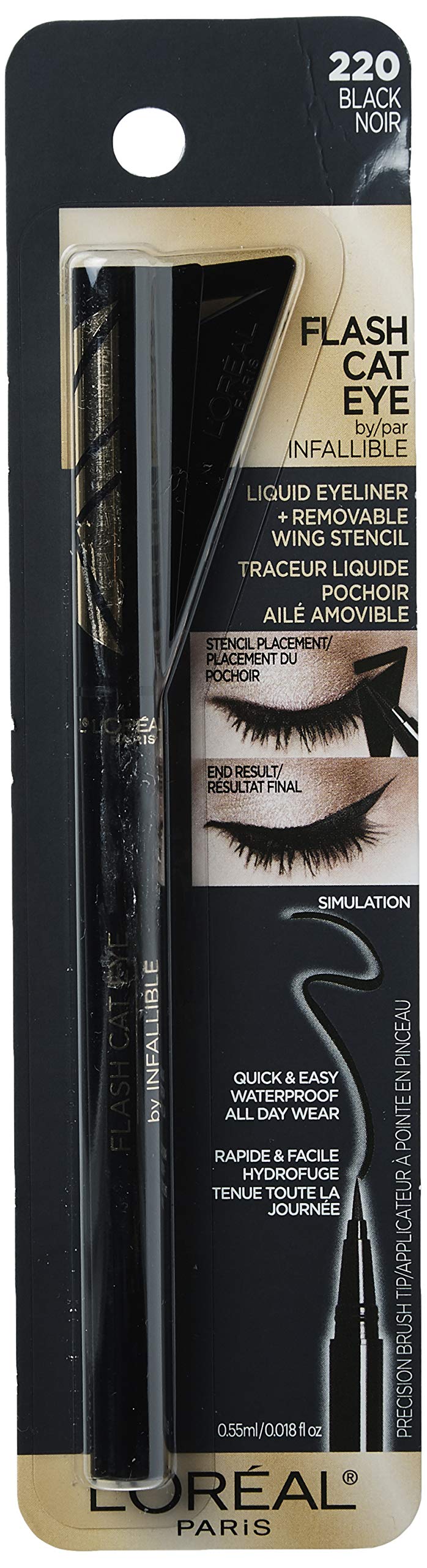 L’Oréal Paris Makeup Infallible Flash Cat Eye Waterproof Liquid Eyeliner, Black