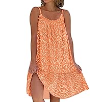 Camibloom - Floral Printed Camisole Dress, Women's Summer Loose-fit Sleeveless Mini Dress
