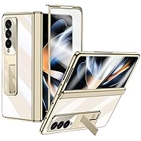 for Samsung Galaxy Z-Fold-4 Case: Sleek Clear Electroplated Stand Protective Phone Case- Anti-Scratches Elegant Luxury Cover for Galaxy Z Fold 4 5G