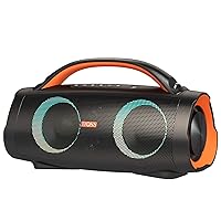 DOSS Extreme Boom+ Outdoor Speaker with 100W Stereo Sound, Rich Bass, 20H Playtime, Power Bank, Mixed Color Light, IPX6 Waterproof Speaker for Camping, Beach-Orange