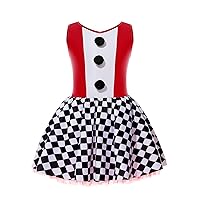 Girls Doll Clown Costume Sequins Tutu Dance Dress for Halloween Vintage Circus Clown Cosplay Party Fancy Dress Up