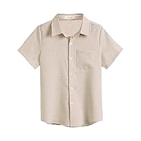 COOFANDY Men Boys Linen Shirts Short Sleeve Button Down Shirts Hawaiian Tropical Shirts