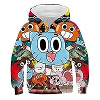 Boys Girls 3D Digital Print Casual Sweatshirts-The Amazing World of Gumball Hoodies Cartoon Fleece Hooded Pullover