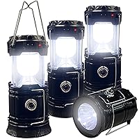 Collapsible Portable LED Camping Lantern XTAUTO Lightweight Waterproof Solar USB Rechargeable LED Flashlight Survival Kits for Indoor Outdoor Home Emergency Light Power Outages Hiking Hurricane 4-Pack
